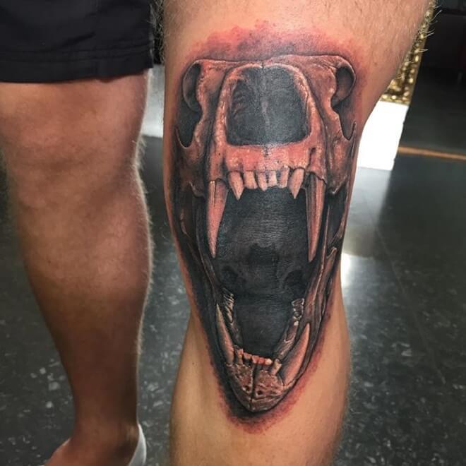Bear Skull Grey Tattoo