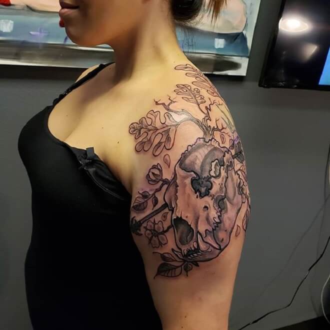 Bear Skull Women Tattoo