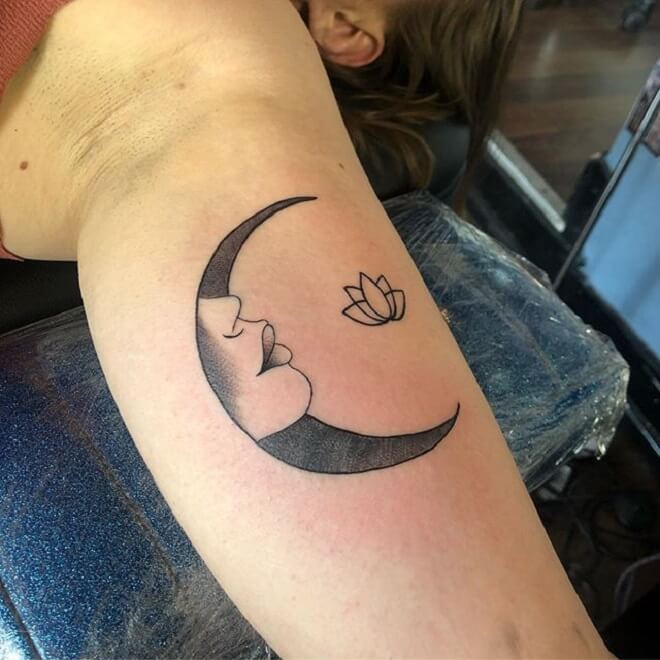 Beautiful Crescent Moon Tattoo