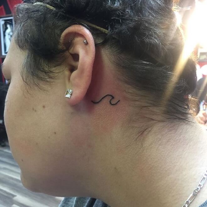 Behind the Ear Line Tattoo
