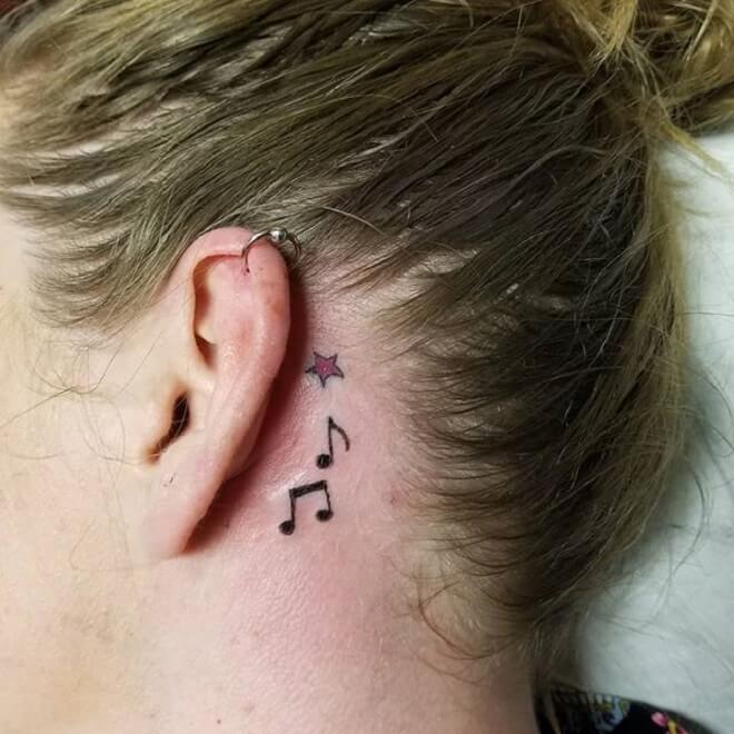 Behind the Ear Music Tattoo