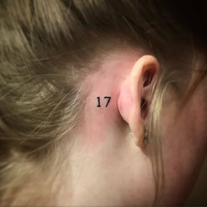 Behind the Ear Number Tattoo