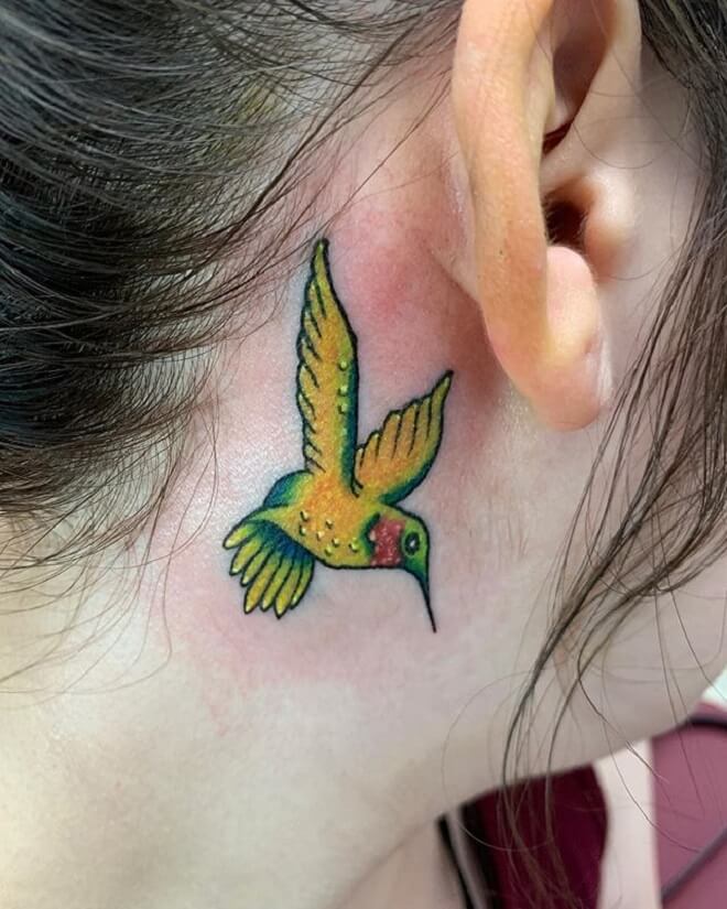 Bird Behind the Ear Tattoo