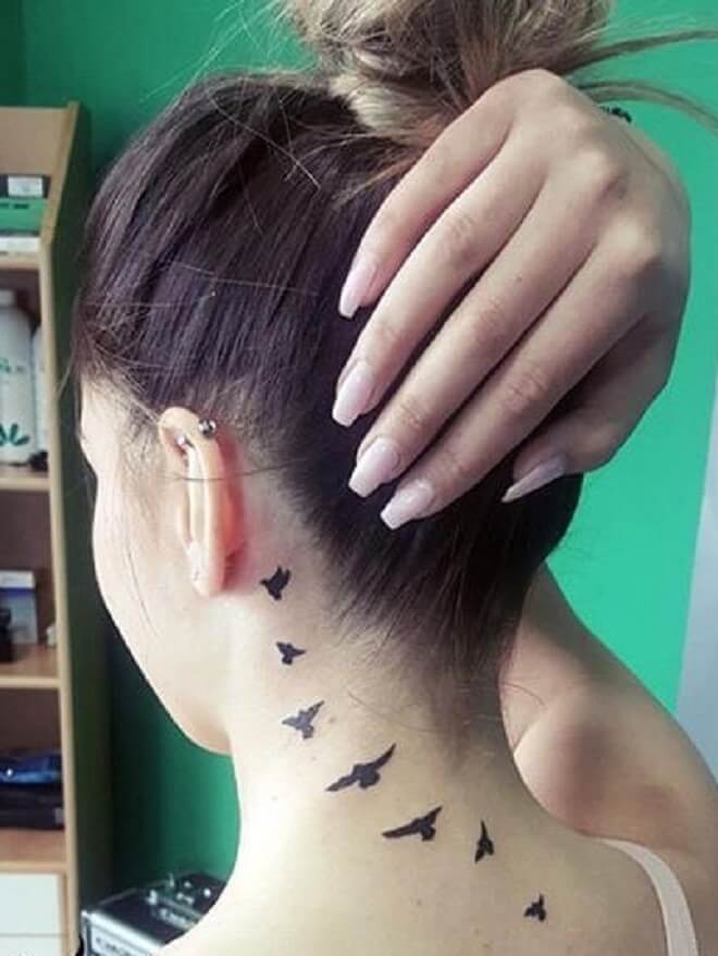 Bird Neck Tattoo for Women