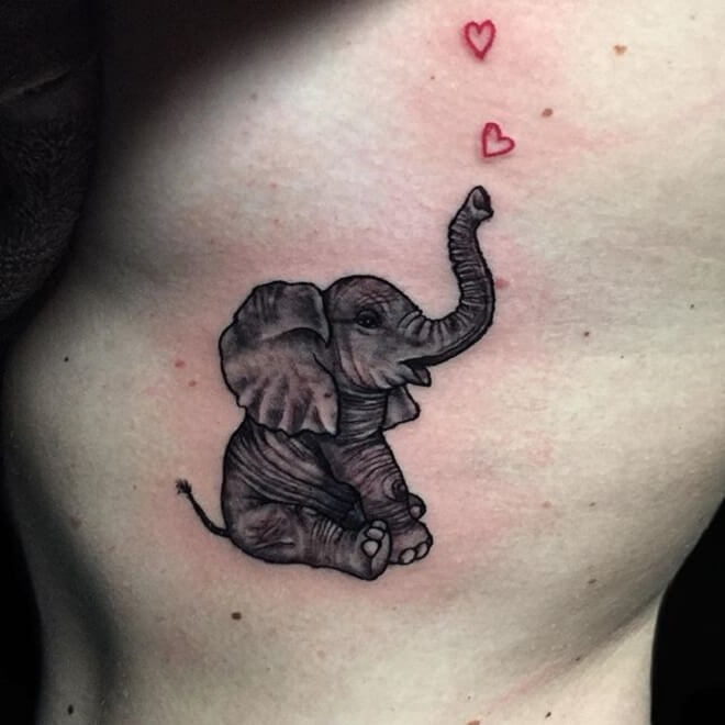 Black Baby Elephant Tattoo