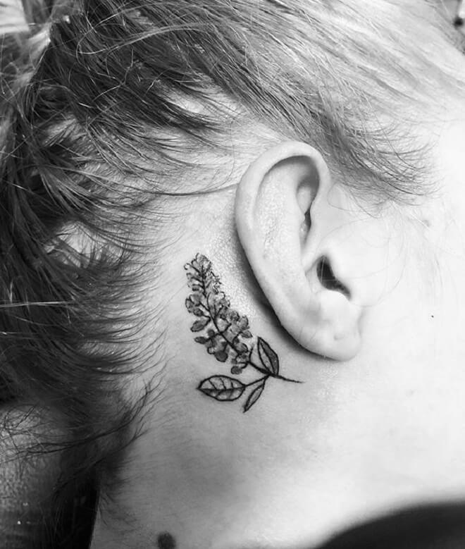 Black Behind the Ear Tattoo Art
