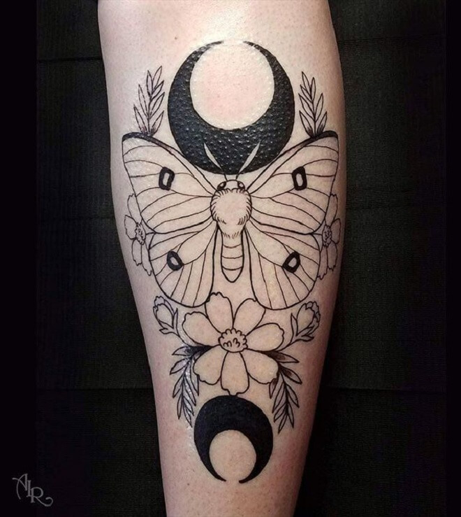 Black Crescent Moon Tattoo