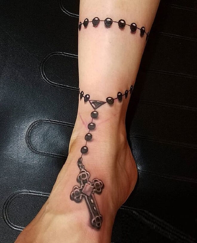 Black Rosary Tattoo