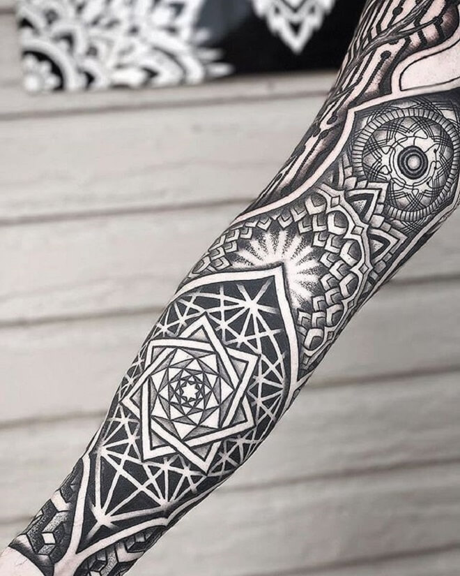 Black Sacred Geometry Tattoo