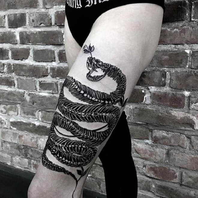 Black Snake Skeleton Tattoo