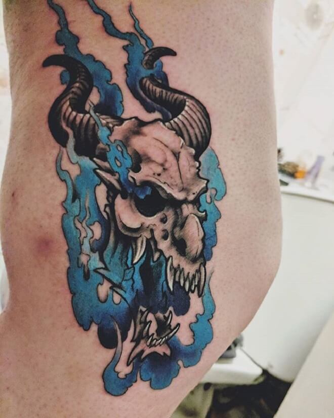 Blue Dragon Skull Tattoo