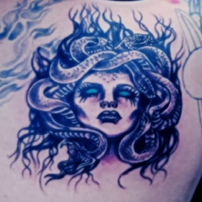 Blue Medusa Tattoo