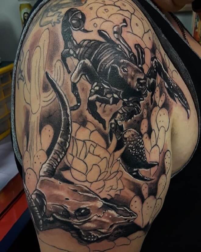 Bull With Scorpio Tattoo