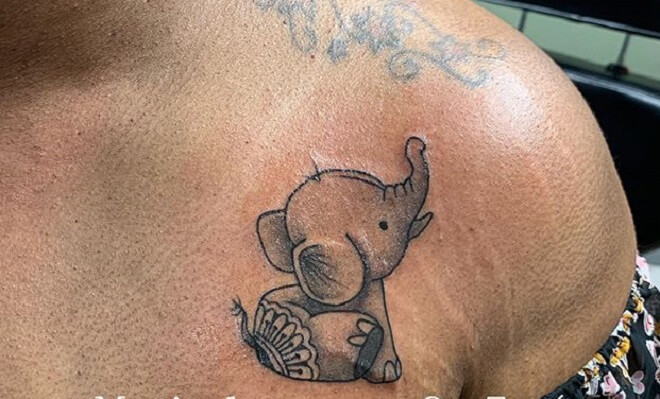 Chest Baby Elephant Tattoo