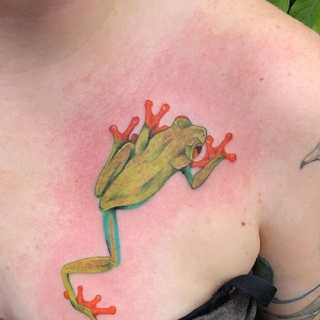 Chest Frog Tattoo