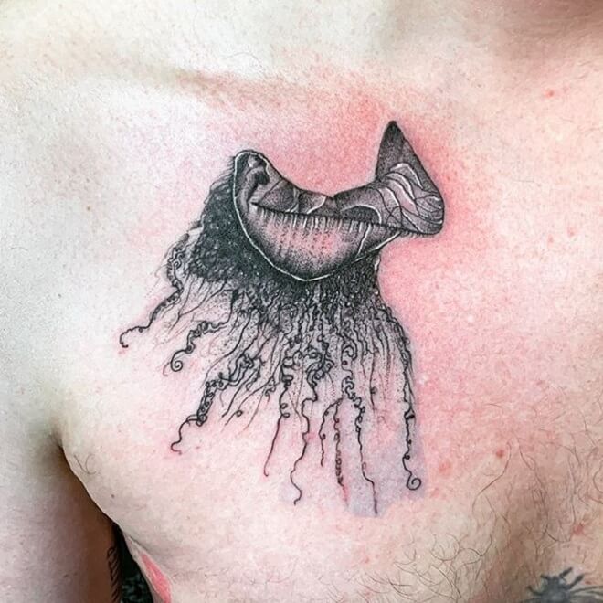 Chest Jellyfish Tattoo
