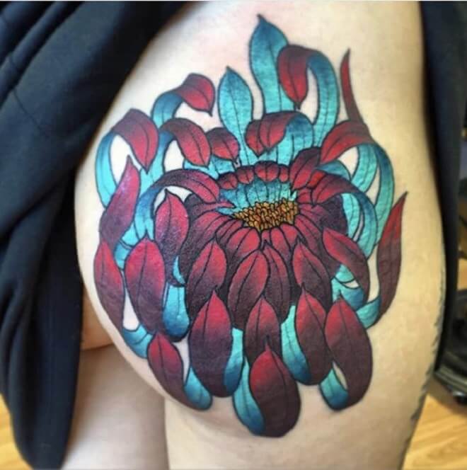 Colorful Butt Tattoo
