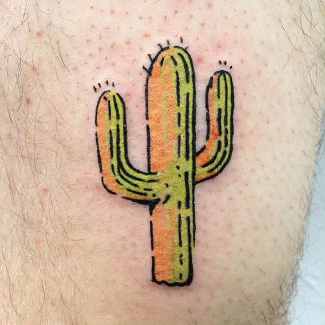 Colorful Cactus Tattoo