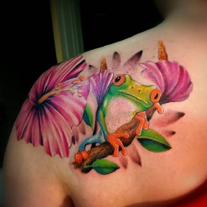 Colorful Frog Tattoo