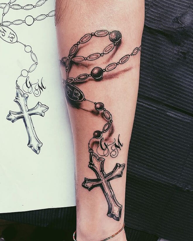 Cross with Chain Tattoo
