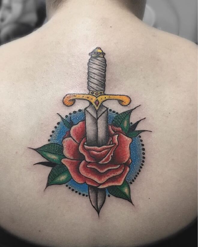 Dagger Back Side Tattoo