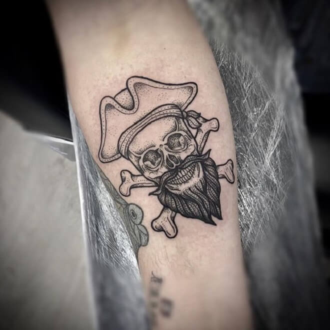Dot Work Pirate Skull Tattoo