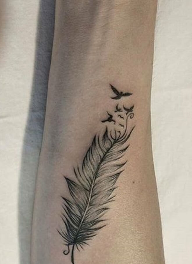 Feather Flock of Birds Tattoo