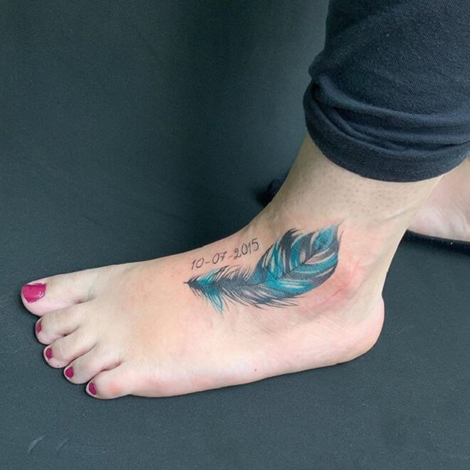 Feather Foot Tattoo