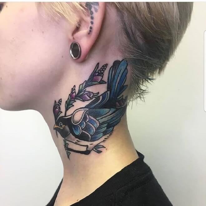 Female Neck Tattoo