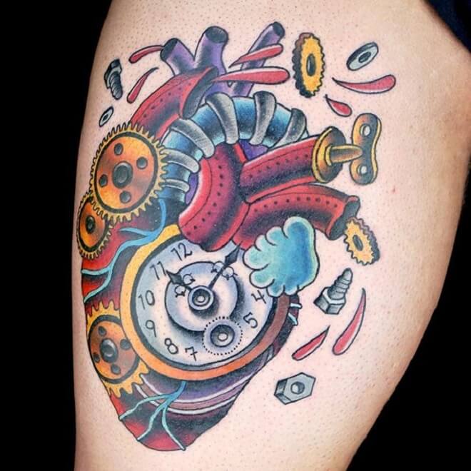 Female Anatomical Heart Tattoo