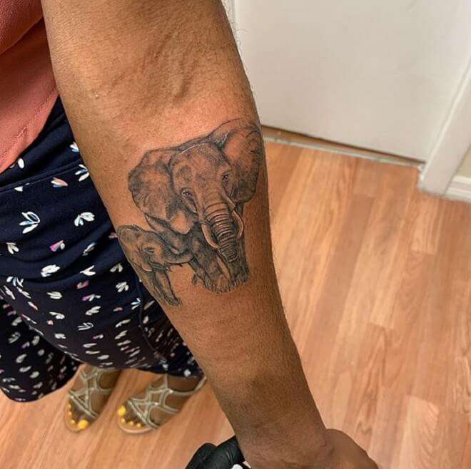 Family Baby Elephant Tattoo