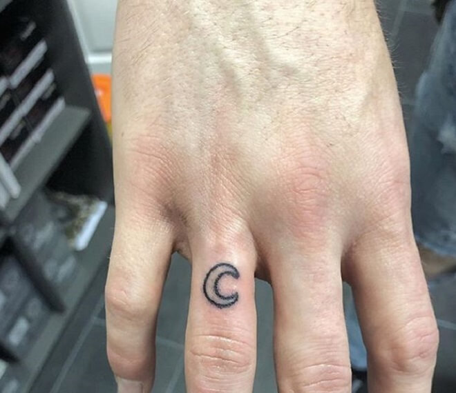 Finger Crescent Moon Tattoo
