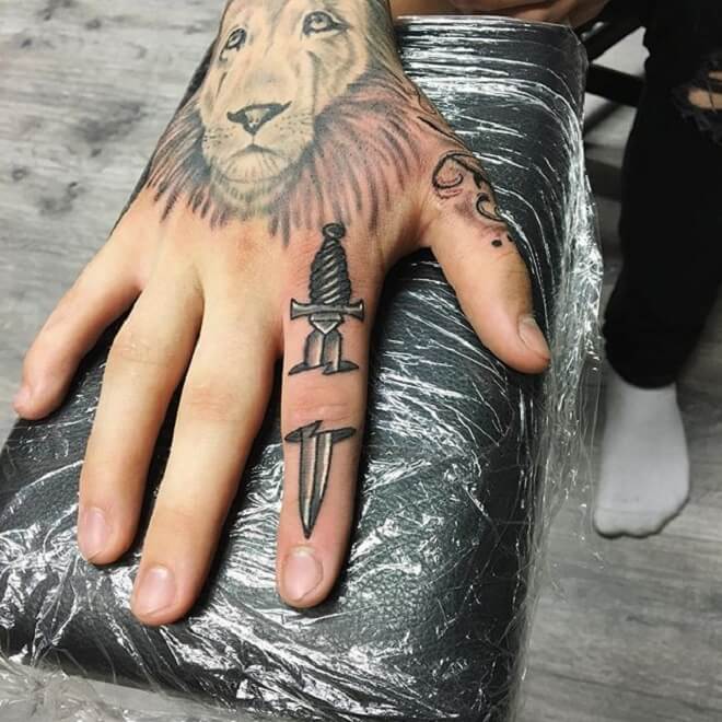 Finger Dagger Tattoo