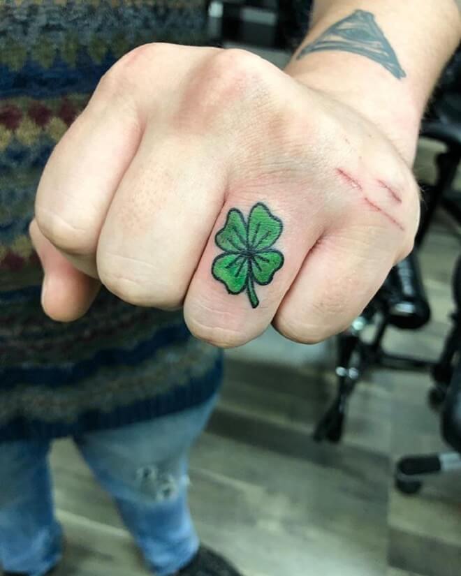 Finger Shamrock Tattoo