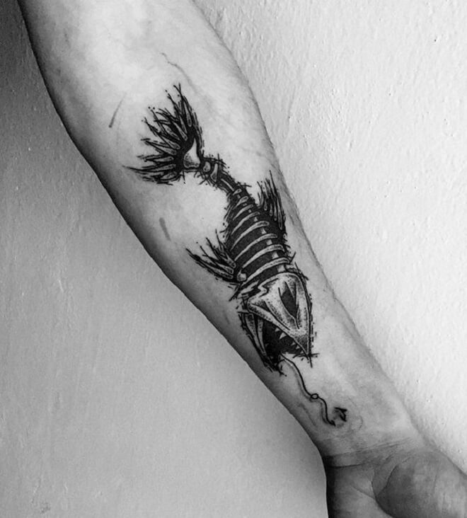 Fish Skull Black Tattoo