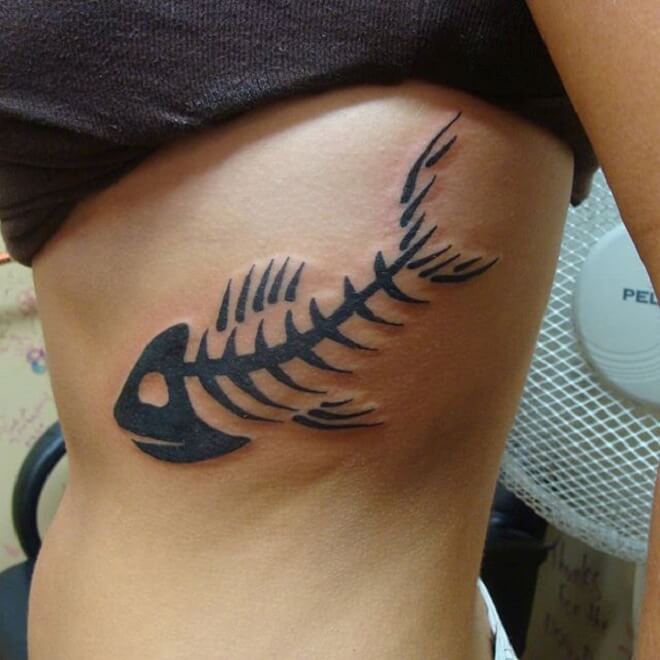 Fish skeleton Tattoo for Women