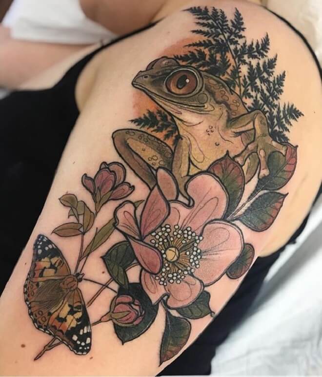 Flower Frog Tattoo