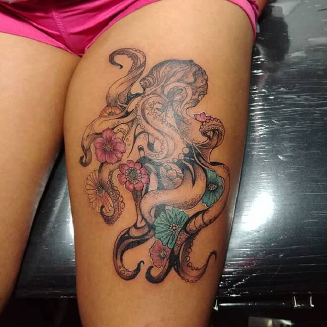 Flower Kraken Tattoo