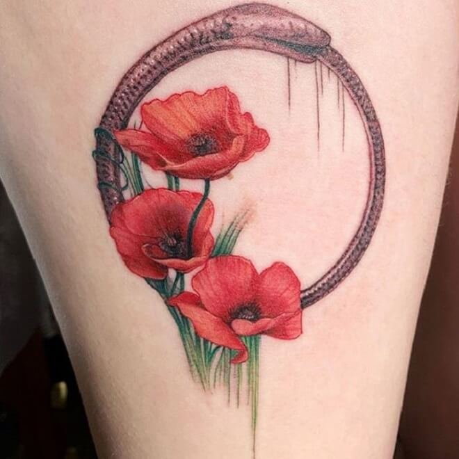 Flower Ouroboros Tattoo