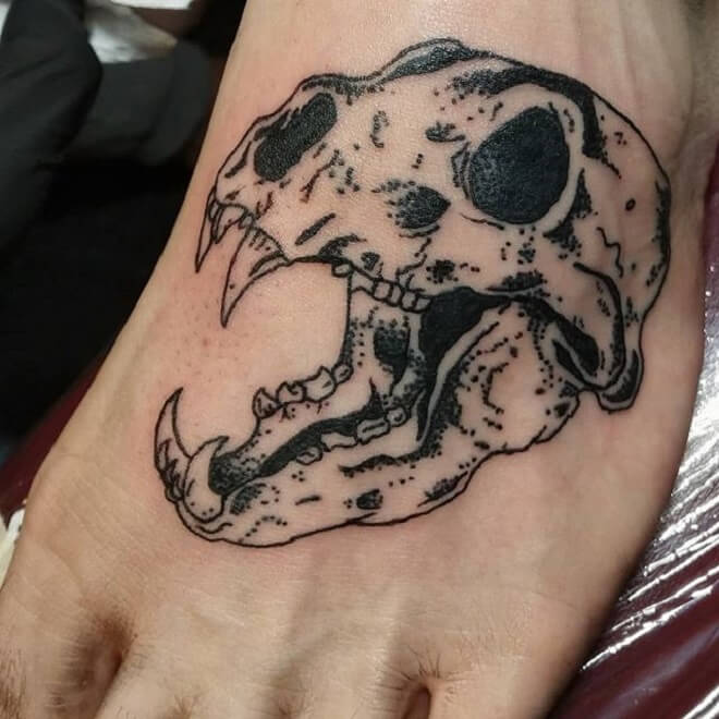 Foot Bear Skull Tattoo