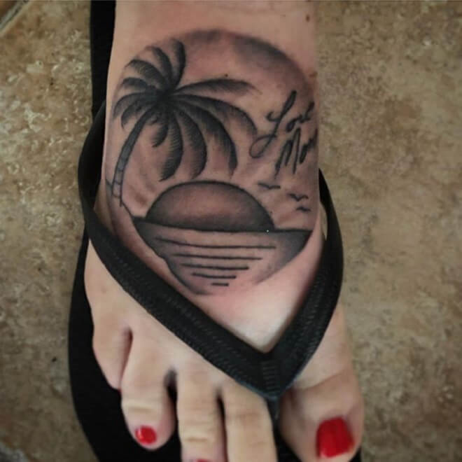 Foot Palm Tree Tattoo