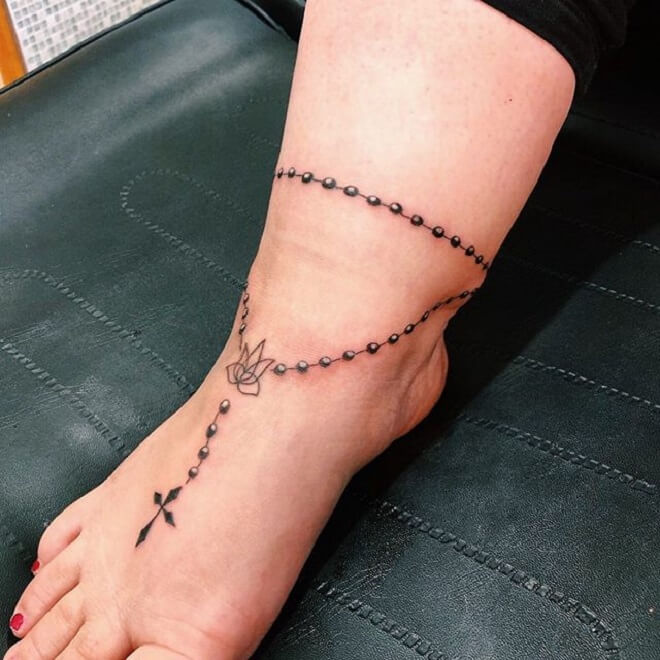 Foot Rosary Tattoo