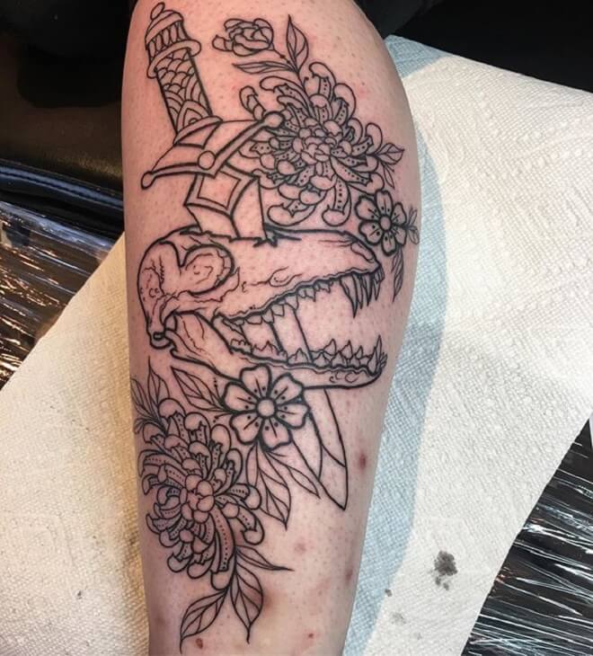 Fox Skull Line Tattoo