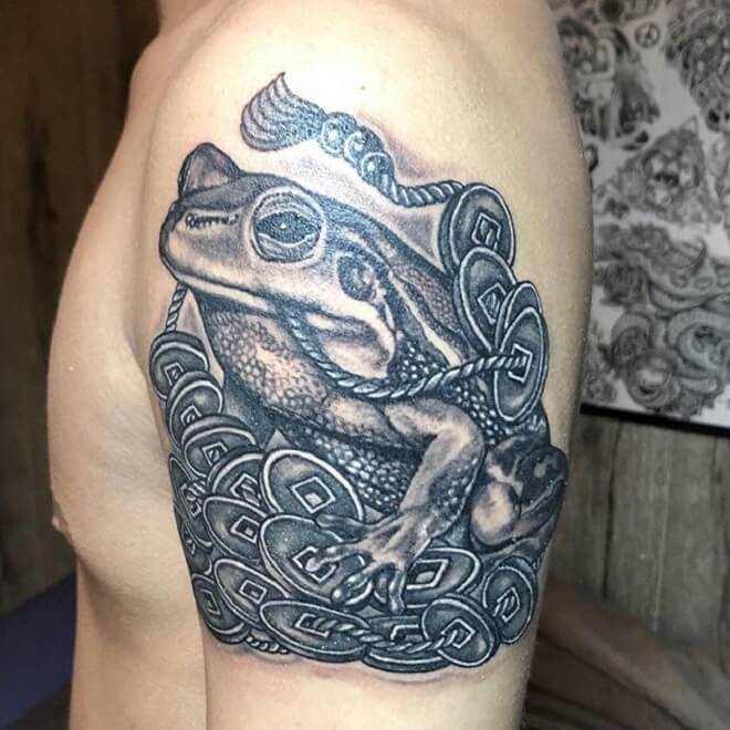 Frog Black Work Tattoo