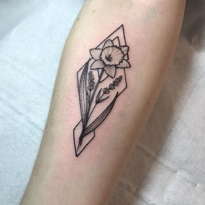 Geometric Flower Tattoo Art