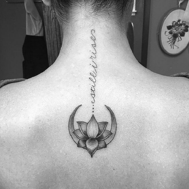 Girl Crescent Moon Tattoo