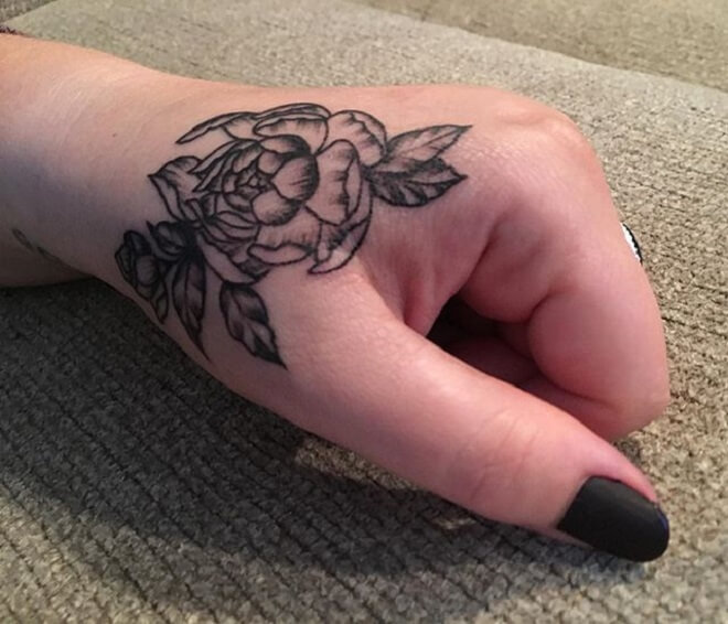 Girl Rose Hand Tattoo
