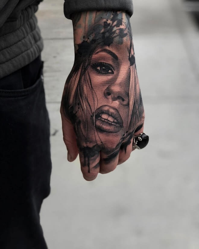 Girl Tattoo on Hand
