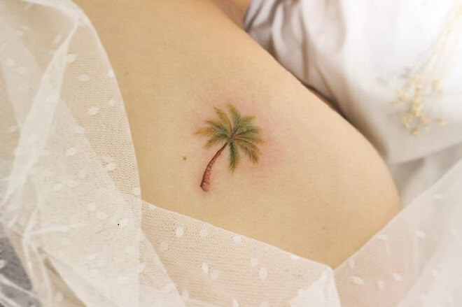 Green Palm Tree Tattoo