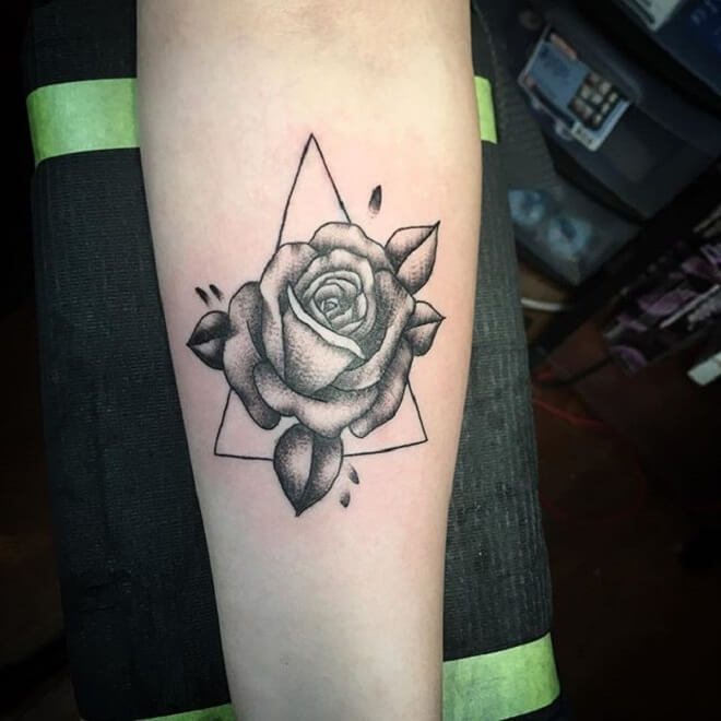Grey Geometric Flower Tattoo